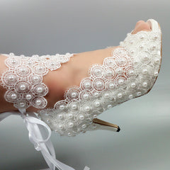 Lace-Up Bride Wedding shoes fashion shoes