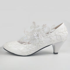 BaoYaFang White Flower Pumps New arrival womens