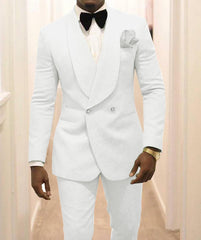 Custom Made Groomsmen White Pattern Groom Tuxedos