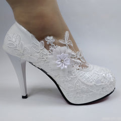 BaoYaFang White Flower Pumps New arrival womens