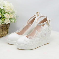 BaoYaFang White Flower Pumps New arrival womens