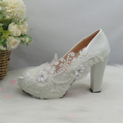 BaoYaFang White Flower Pumps New arrival womens