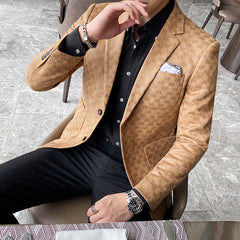 2020 Men Blazers British Style Printed Blazer