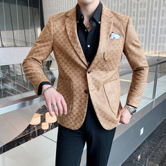 2020 Men Blazers British Style Printed Blazer