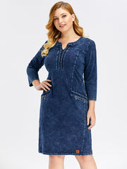 LIH HUA Women&#39;s Plus Size Denim Dress