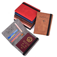 Elastic Band Leather Passport  Men Women