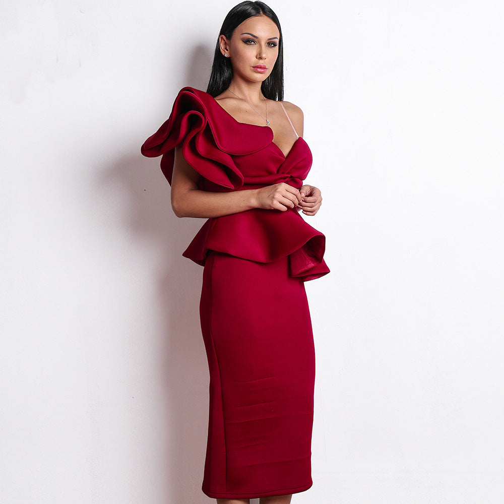 Burgundy Mermaid Homecoming Dresses One