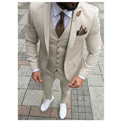 Latest Coat Pant Designs Beige Men Suit Prom Tuxedo Slim