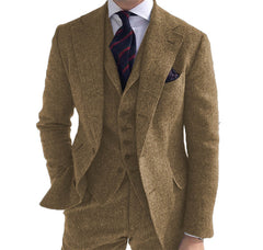 Men‘s Suits 3 Pieces Green Wool Tweed