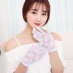 1 Pair of gloves wedding gown accessories fingerless gloves inlaid rhinestone bowknot for bridal lace gloves