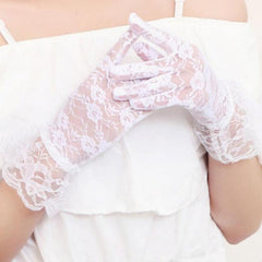 1 Pair of gloves wedding gown accessories fingerless gloves inlaid rhinestone bowknot for bridal lace gloves