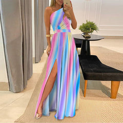 Summer Sleeveless Draped Lady Party Dress