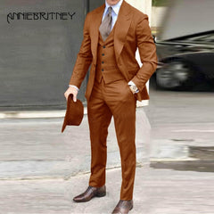 Newest Brown Classic Men Suit 3 Pieces Tuxedo