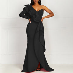 One Shoulder Party Long Dress Sexy Elegant