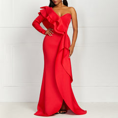 One Shoulder Party Long Dress Sexy Elegant