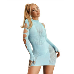 Sexy Hollow Out Long Sleeve Bodycon Dress Women