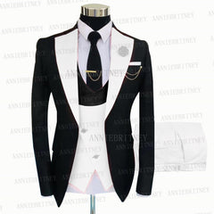 Fashion Wedding Suit For Men Yellow Coat Blue Vest Pants