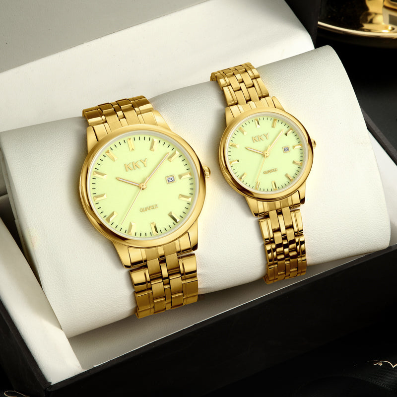 Golden Couple Luminous Quartz Watches Men Women