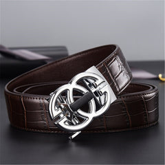 Luxury Leather Dress Strap Double G Belt for Jeans