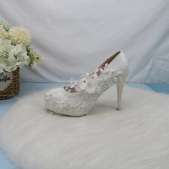 BaoYaFang White Flower Pumps New arrival womens