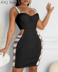 Eyelet Chain Hollow Corset Sleeeveless Bodycon