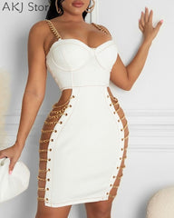 Eyelet Chain Hollow Corset Sleeeveless Bodycon