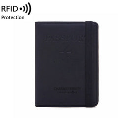 Elastic Band Leather Passport  Men Women