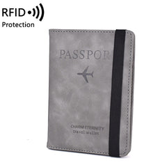 Elastic Band Leather Passport  Men Women