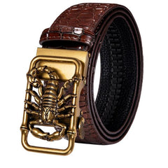 Automatic Buckles Mens Belts Red Burgundy