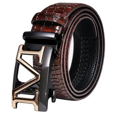 Automatic Buckles Mens Belts Red Burgundy