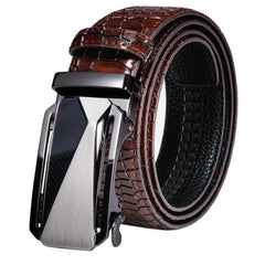 Automatic Buckles Mens Belts Red Burgundy