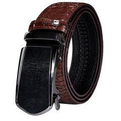 Automatic Buckles Mens Belts Red Burgundy