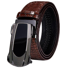 Automatic Buckles Mens Belts Red Burgundy