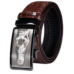 Automatic Buckles Mens Belts Red Burgundy