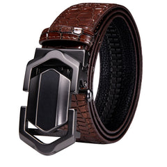 Automatic Buckles Mens Belts Red Burgundy