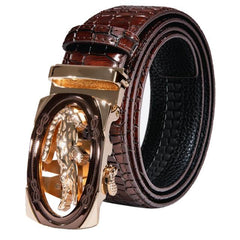 Automatic Buckles Mens Belts Red Burgundy