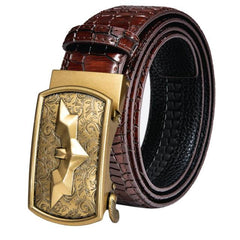 Automatic Buckles Mens Belts Red Burgundy