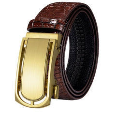 Automatic Buckles Mens Belts Red Burgundy