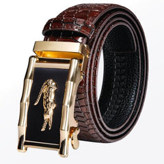 Automatic Buckles Mens Belts Red Burgundy