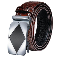 Automatic Buckles Mens Belts Red Burgundy