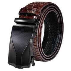 Automatic Buckles Mens Belts Red Burgundy