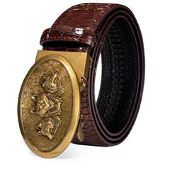 Automatic Buckles Mens Belts Red Burgundy