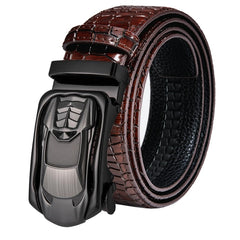 Automatic Buckles Mens Belts Red Burgundy