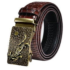 Automatic Buckles Mens Belts Red Burgundy