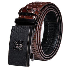 Automatic Buckles Mens Belts Red Burgundy