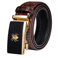 Automatic Buckles Mens Belts Red Burgundy