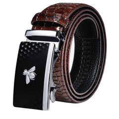 Automatic Buckles Mens Belts Red Burgundy