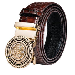 Automatic Buckles Mens Belts Red Burgundy