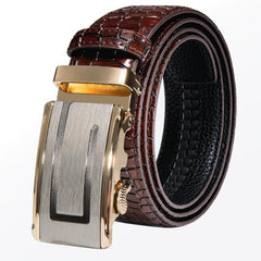 Automatic Buckles Mens Belts Red Burgundy