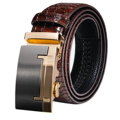 Automatic Buckles Mens Belts Red Burgundy